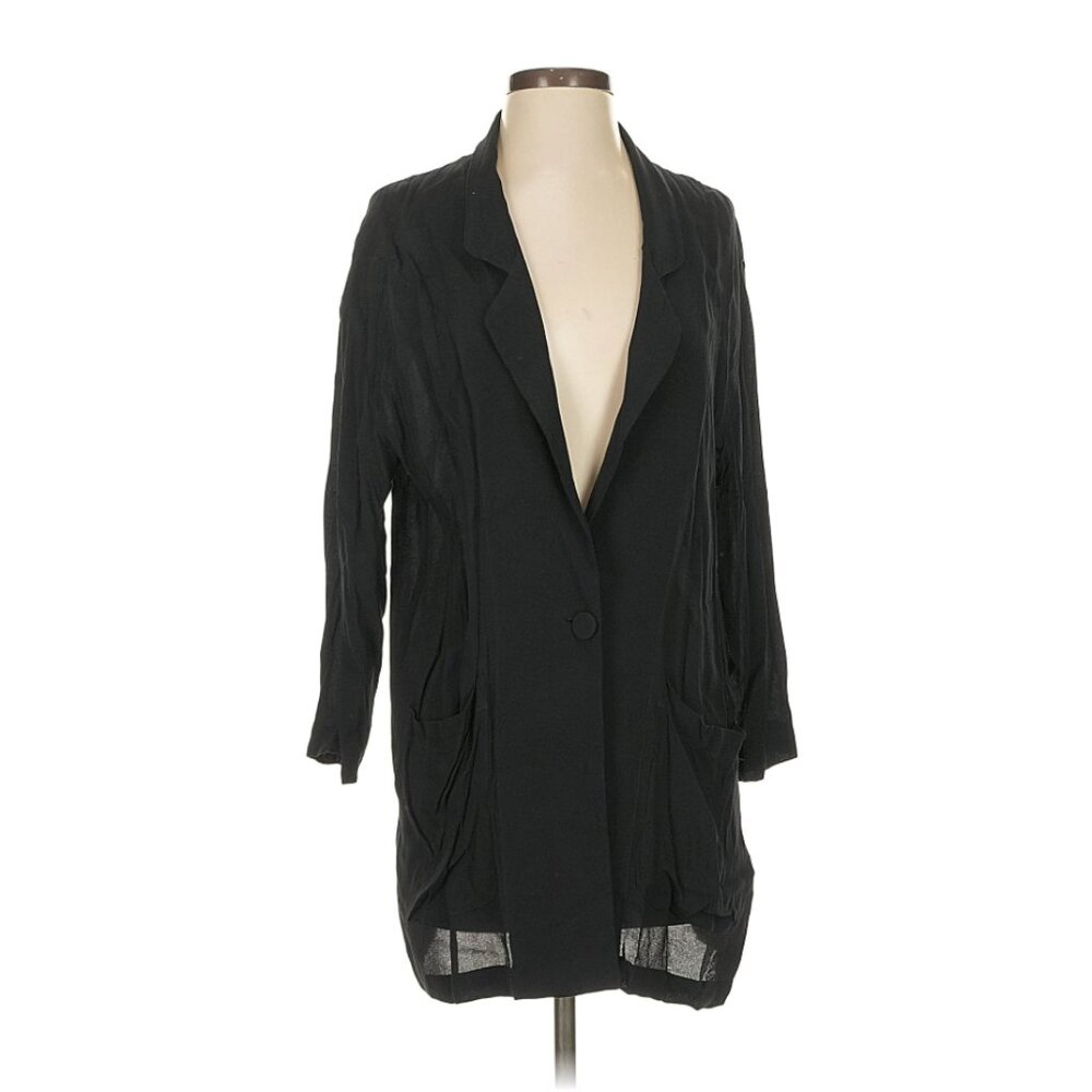 Silence & Noise Black Sheer Blazer Lightweight Open Front Jacket S - Picture 2 of 6